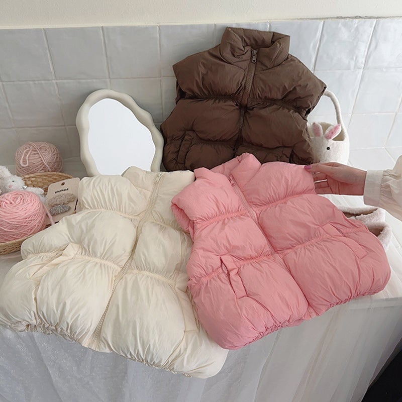 Kids Autumn Winter Dopamine Padded Fashion Vest Coffee - Image 4