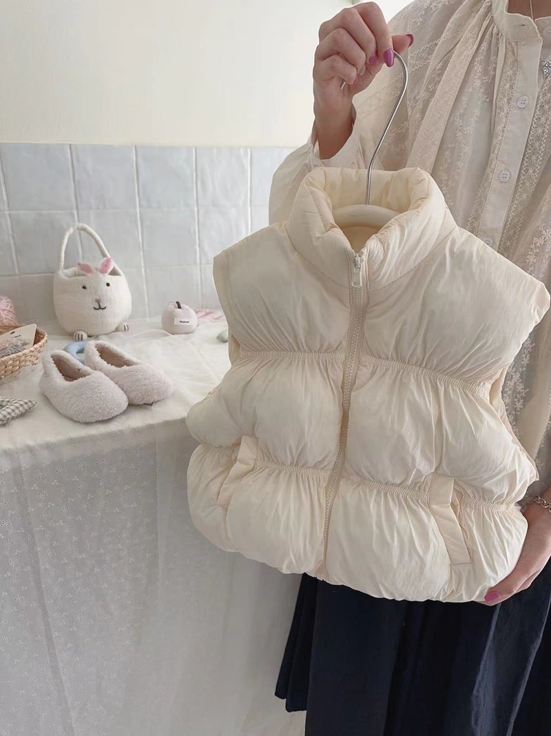 Kids Autumn Winter Dopamine Padded Fashion Vest Coffee - Image 3