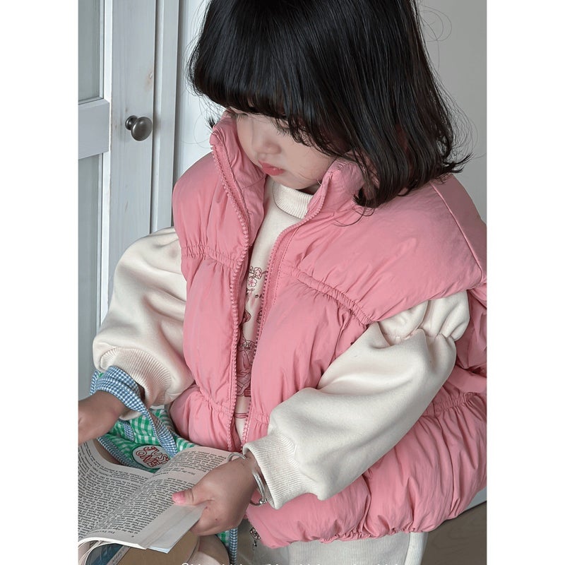 Kids Autumn Winter Dopamine Padded Fashion Vest Coffee - Image 5