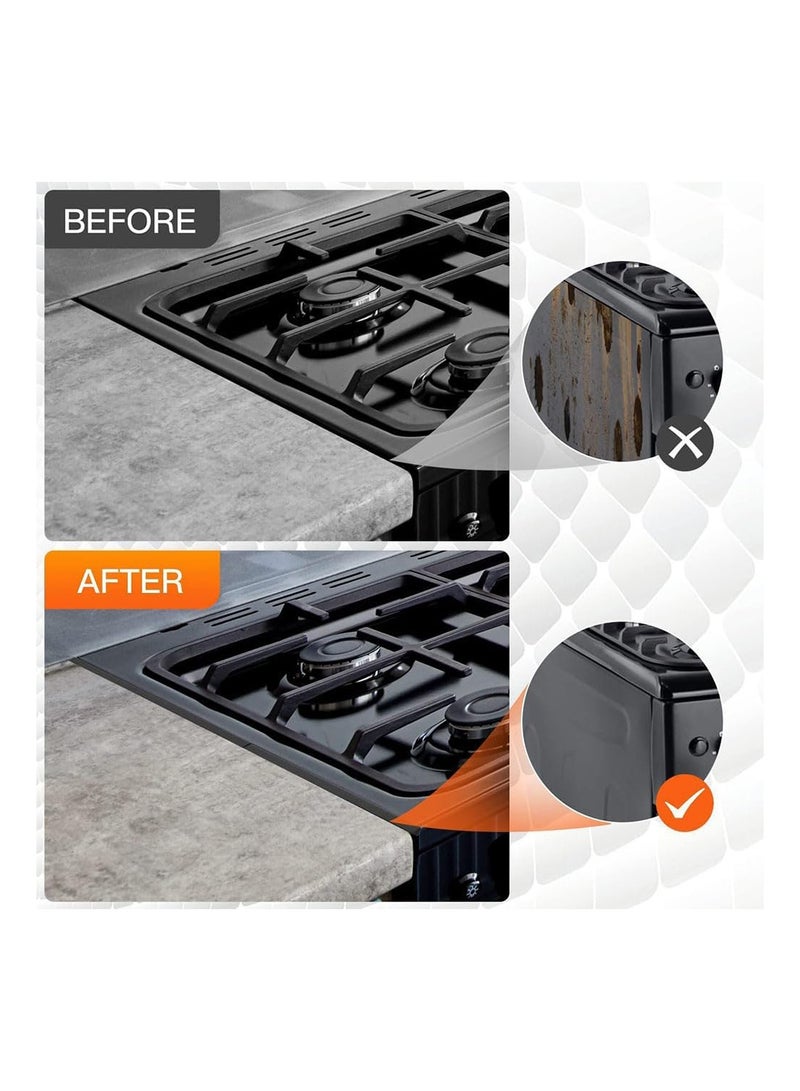 MVAQKLM  Stainless Steel Stove Gap Covers,2 Pcs Telescoping Stove Gap Filler Kitchen Oven Counter Side Gap Filler Heat Resistant Guard Easy Clean Range Trim Kit,Adjustable Length 35cm to 70cm-Silver - Image 3