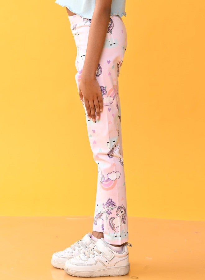 ANTHRILO Summer Leggings for Girls | 100% Cotton, Skin Friendly Fabric | Leggings for Girls | Casual Wear | Unicorn Hearts Pink Legging - Pink 6-12 Months - Image 4