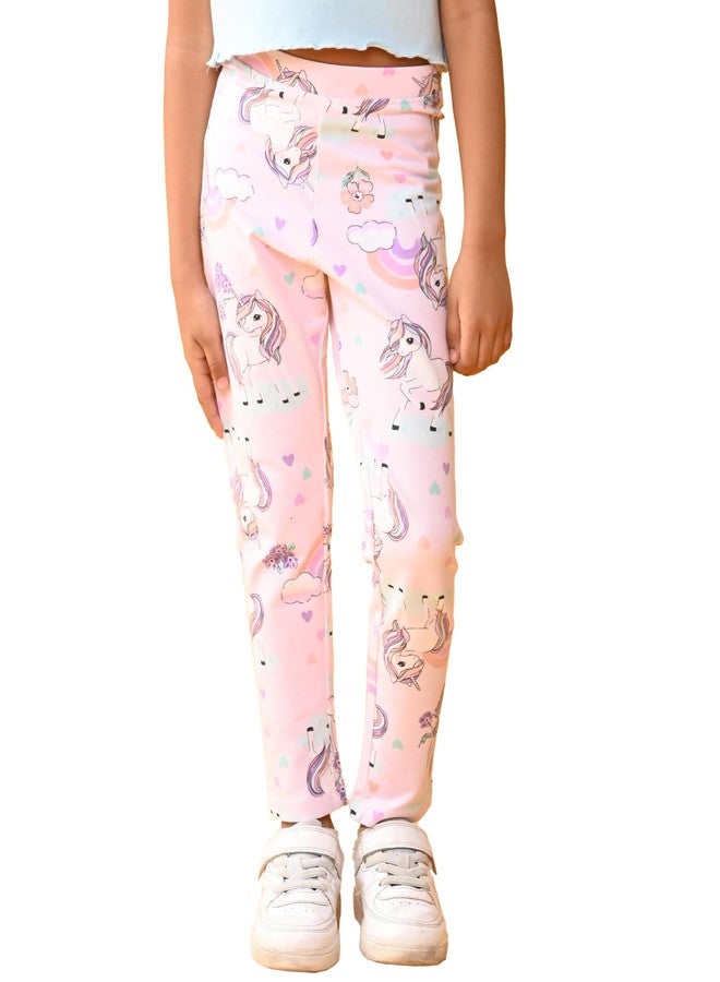 ANTHRILO Summer Leggings for Girls | 100% Cotton, Skin Friendly Fabric | Leggings for Girls | Casual Wear | Unicorn Hearts Pink Legging - Pink 6-12 Months - Image 1