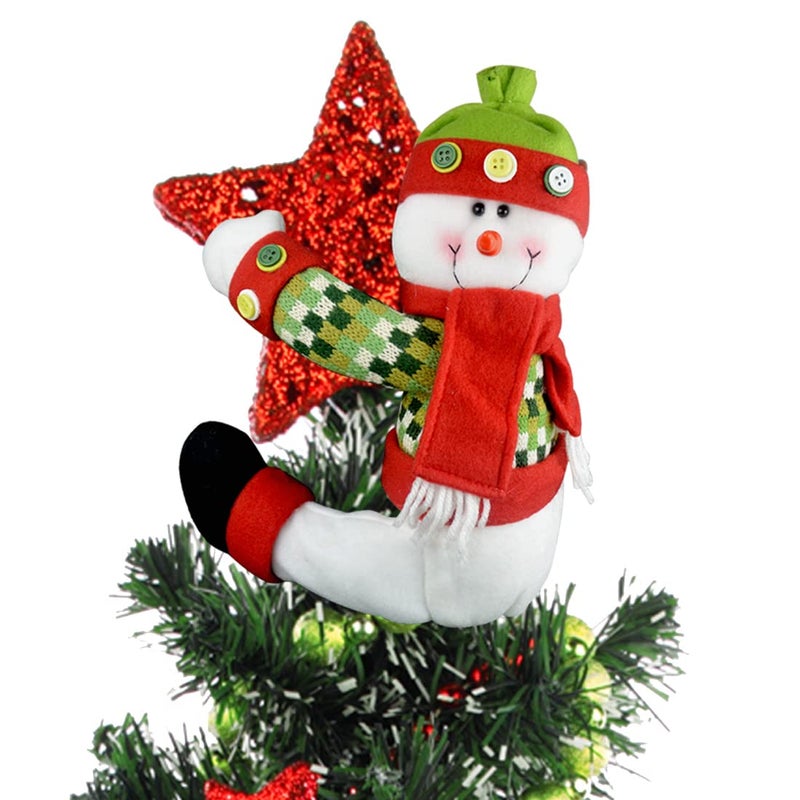 Christmas Tree Topper SnowmanUnique Holiday Xmas Decorations Funny Home DecorAlso Be Used As Curtain Tie and Hugger Wine BottleRed White Green