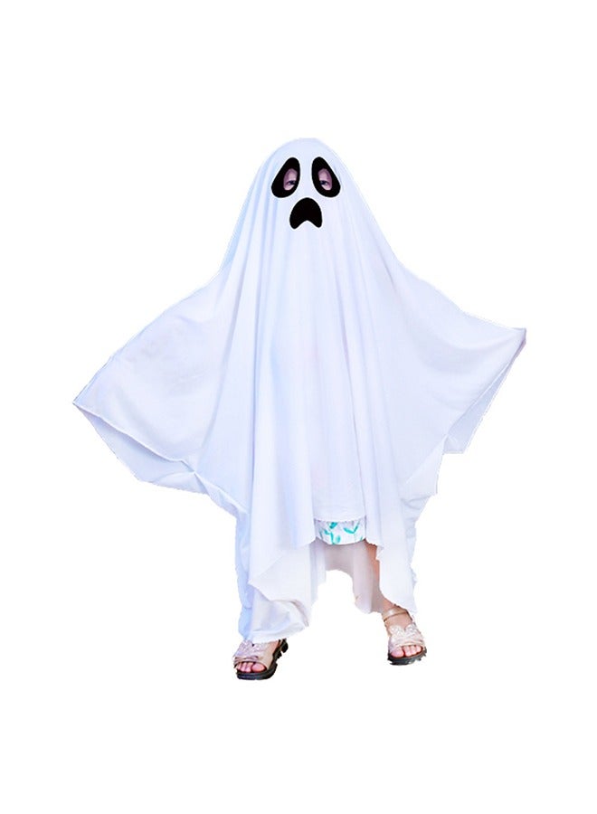 JCB CHIC White Ghost Cape Halloween Costume, Girl Halloween Fancy Dress Cosplay Boy White Boo Ghost Cloak Child Spooky Trick or Treating, Spooky Halloween Costume(S) - Image 1