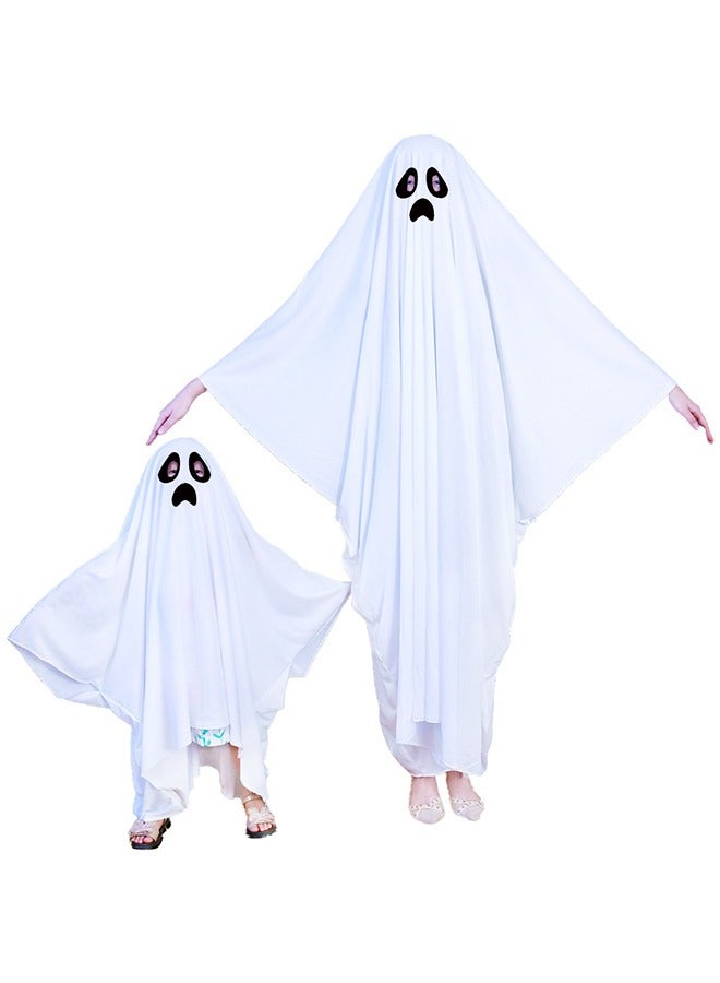 JCB CHIC White Ghost Cape Halloween Costume, Girl Halloween Fancy Dress Cosplay Boy White Boo Ghost Cloak Child Spooky Trick or Treating, Spooky Halloween Costume(S) - Image 2