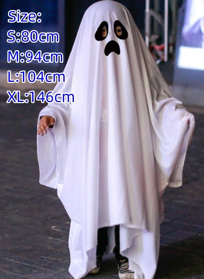 JCB CHIC White Ghost Cape Halloween Costume, Girl Halloween Fancy Dress Cosplay Boy White Boo Ghost Cloak Child Spooky Trick or Treating, Spooky Halloween Costume(S) - Image 3