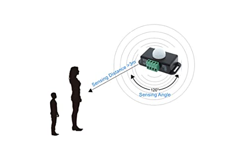 LDCRE DC 12V 24V PIR Sensor LED Motion Sensor Switch,Body Infrared Sensing Controller for Timer Flexible LED Automatic Light Strips, 2Pack - Image 4