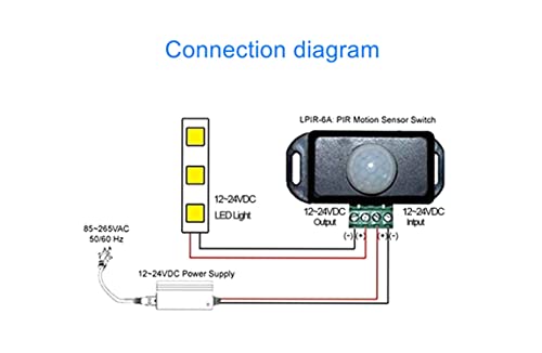 LDCRE DC 12V 24V PIR Sensor LED Motion Sensor Switch,Body Infrared Sensing Controller for Timer Flexible LED Automatic Light Strips, 2Pack - Image 5