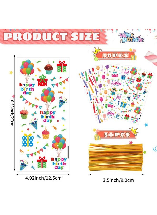 QOIUSO Clear Gift Bags for Birthday Party, 50PCS Clear Plastic Cellophane Bags for Treat,Candy, Goodies, Birthday Party Favors and Gift Packaging - Image 2