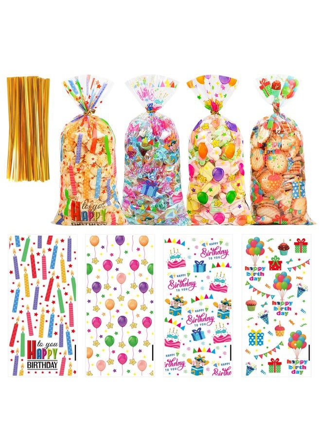 QOIUSO Clear Gift Bags for Birthday Party, 50PCS Clear Plastic Cellophane Bags for Treat,Candy, Goodies, Birthday Party Favors and Gift Packaging - Image 1