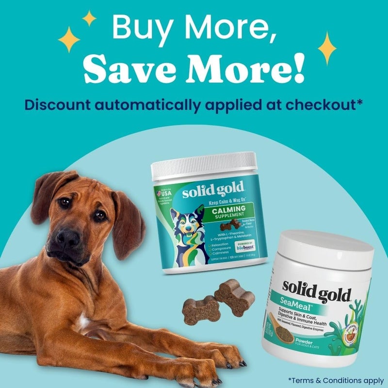 Solid Gold Cat & Dog Multivitamin Powder - Kelp Powder, Omega 3 & Vitamins for Dental, Digestive, Immune, Skin & Coat Health - Multi Vitamin for Dogs & Cats - Cat & Dog Food Additive Supplement - 5oz - Image 3
