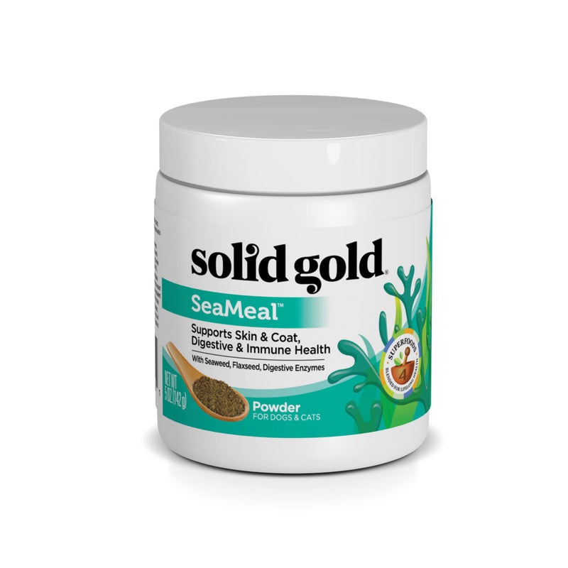 Solid Gold Cat & Dog Multivitamin Powder - Kelp Powder, Omega 3 & Vitamins for Dental, Digestive, Immune, Skin & Coat Health - Multi Vitamin for Dogs & Cats - Cat & Dog Food Additive Supplement - 5oz - Image 1