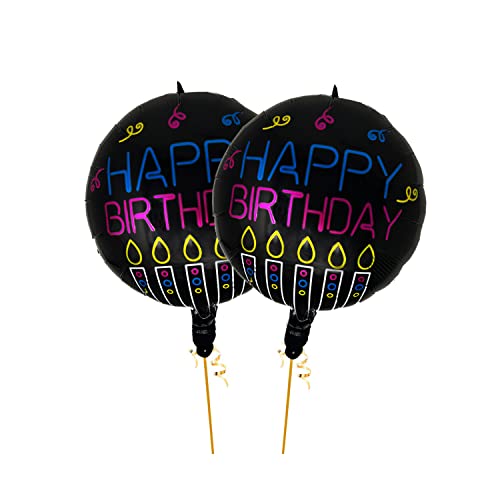 AMFIN® (Pack of 2) 17 Inch Happy Birthday Round Foil Balloons/Happy Birthday Balloons for Decoration/Birthday Theme Party Decorations (Multi) - Image 1