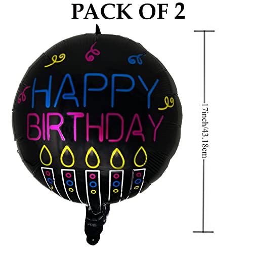 AMFIN® (Pack of 2) 17 Inch Happy Birthday Round Foil Balloons/Happy Birthday Balloons for Decoration/Birthday Theme Party Decorations (Multi) - Image 2