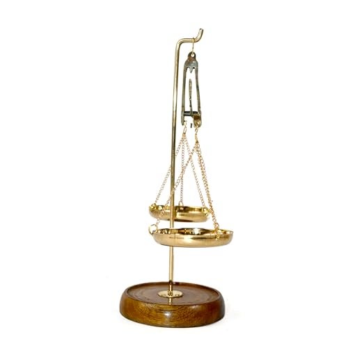 CRAFTHUT Metal Brass Weighing/Weight Scale Balance Tarazu Weight Measure Showpiece 'Law/Justice For All' (Dimensions: Lxbxh- 6 X 2.5 X 6.5 Inches, Brown Colour, 1 Piece) - Image 4