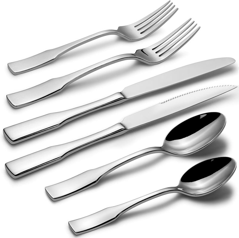 Alata Kate 48Piece Silverware Set with steak knife Service for 8 Stainless Steel Flatware Set Mirror Polished Cutlery Set Dishwasher Safe - Image 1