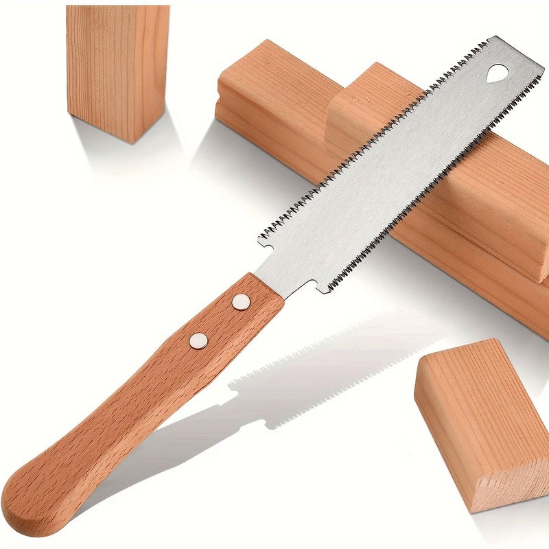 6 Inch Compact Hand Saw For Woodworking Double Edged Blade For Flush Cutting 1pc - Image 1