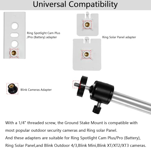 OYOCAM 2 Pack Camera Ground Stake Mount Compatible with Ring,Blink,Eufy,Google Nest,Wyze,Arlo,Relink,Tapo Security Cameras, 26.3-39.3In Adjustable Height & Angle,Heavy Duty 2-in-1 Trail Camera Stand Holder - Image 3