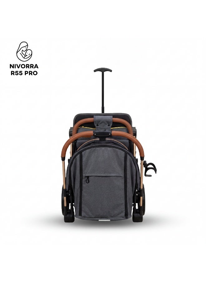 Nivorra Luxury Baby Stroller - Lightweight Foldable Travel System with Aluminum Frame, Leather Handle & Reclining Seat for Infants - Image 5
