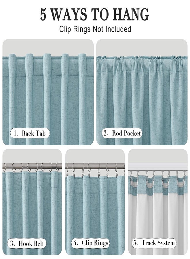 Joywell Light Blue Linen 100% Blackout Curtains 84 Inch Long, Rod Pocket/Back Tab/Hook Belt/Clip Rings,Thermal Insulated Drapes for Bedroom Living Room with Hooks(2 Panels,52 x 84) - Image 2