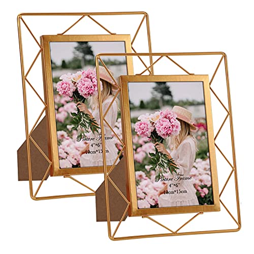 SPEPLA 4x6 Metal Picture Frames for Tabletop or Wall Mounting Display, 2 Pack 6 x 4 Photo Frame - Image 1