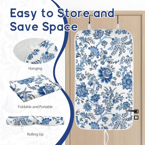 FALESHOS Portable Ironing Mat - 3mm Heat Resistant Padding with 2 Hooks + 1 Insulating Pad for Table or Bed Steam Pressing | Quilting & Travel Blanket Ironing Board Alternative - Image 3