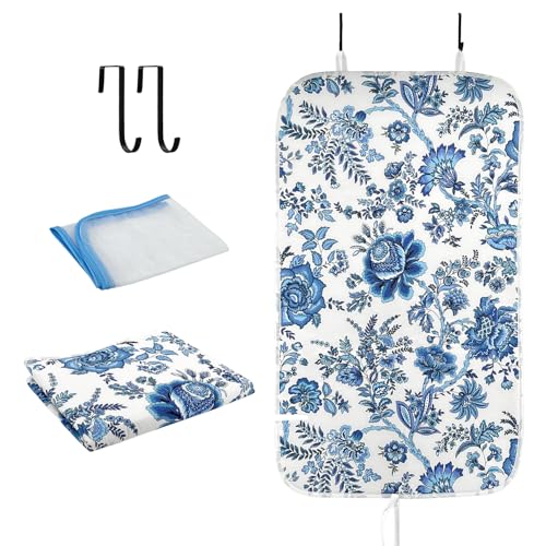 FALESHOS Portable Ironing Mat - 3mm Heat Resistant Padding with 2 Hooks + 1 Insulating Pad for Table or Bed Steam Pressing | Quilting & Travel Blanket Ironing Board Alternative - Image 1