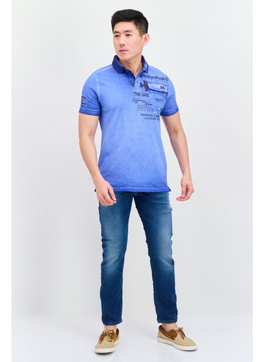 Canadian Peak Men Regular Fit Graphic Print Short Sleeves Polo, Blue Combo  - Image 4