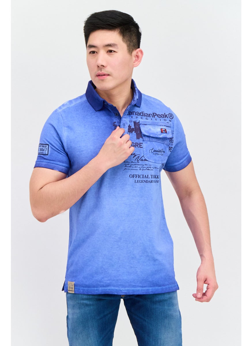 Canadian Peak Men Regular Fit Graphic Print Short Sleeves Polo, Blue Combo  - Image 1