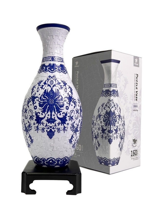 Pintoo 3D Puzzle Vase Unique Flower Vase Made by 160 Curved Plastic Puzzle Pieces House Warming Gift for Flower Arrangements and Home Decoration - [S1032] (Classic, Indigo Age) - Image 1