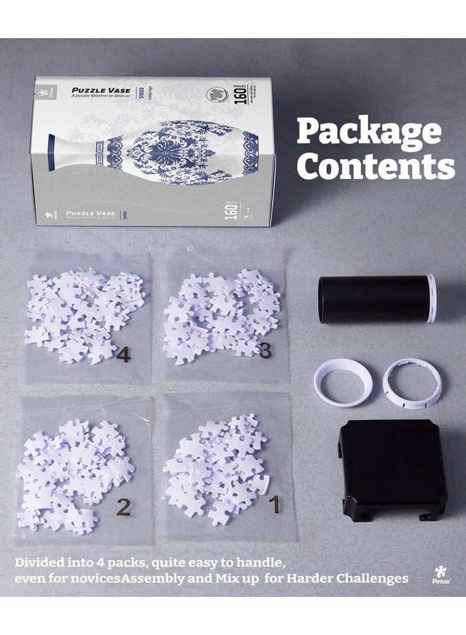 Pintoo 3D Puzzle Vase Unique Flower Vase Made by 160 Curved Plastic Puzzle Pieces House Warming Gift for Flower Arrangements and Home Decoration - [S1032] (Classic, Indigo Age) - Image 4