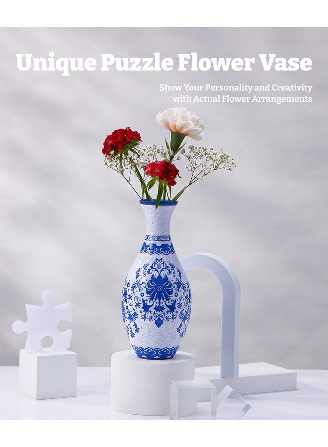 Pintoo 3D Puzzle Vase Unique Flower Vase Made by 160 Curved Plastic Puzzle Pieces House Warming Gift for Flower Arrangements and Home Decoration - [S1032] (Classic, Indigo Age) - Image 2