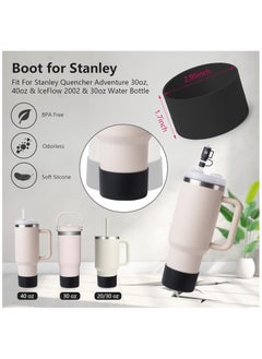 JOSQUEWNN Cup Accessory Kit For Stanley Quencher Including Water Bottle Handle Strap, Silicone Cup Sleeve, Lipstick Holder, Key Chain Charms, Handle Charms, And Straw Topper Accessories For 40oz/30oz Black Stanley Cup  - Image 4