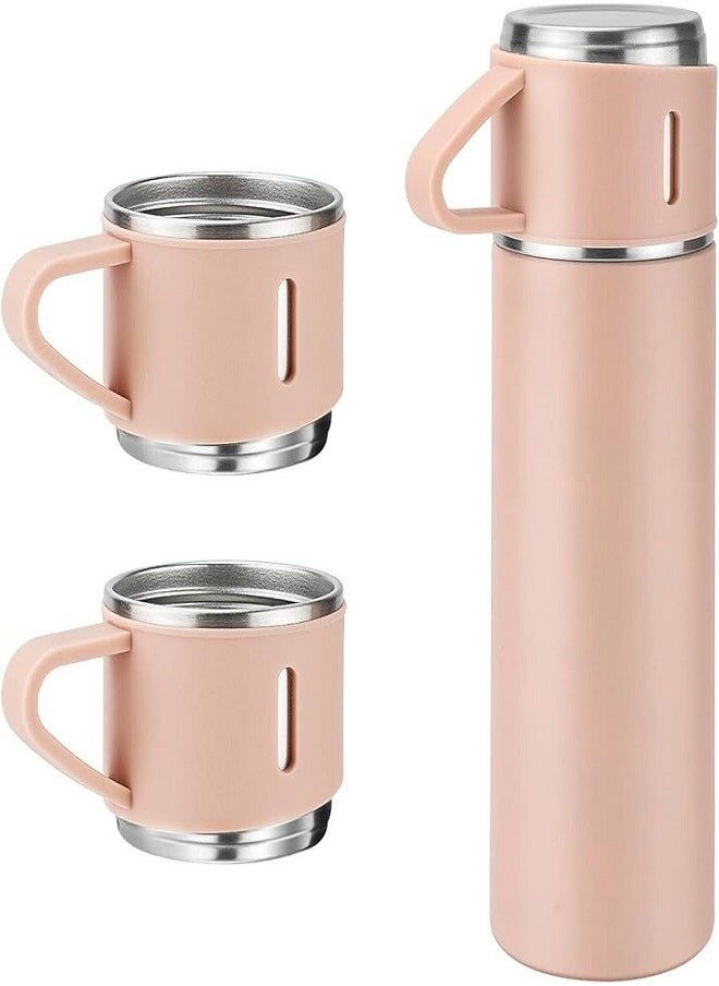 Generic - Coffee Thermos Stainless Steel Vacuum-Insulated Thermal Cup &Water Bottle, 500ml/16.9oz Insulated Bottle with Cup for Hot & Cold Drink Travel Mug & Mug Gift Set (Pink) - Image 1