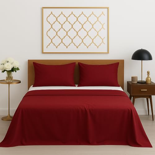 Bhoomi Impex Bedsheets for Single - 60X90 Inch Bed - Microfiber Plain Marron Bed Sheet Include Pillow Cover, Ultra Soft | for Home, Hotel, Villa, Resort and Guest House - Image 1