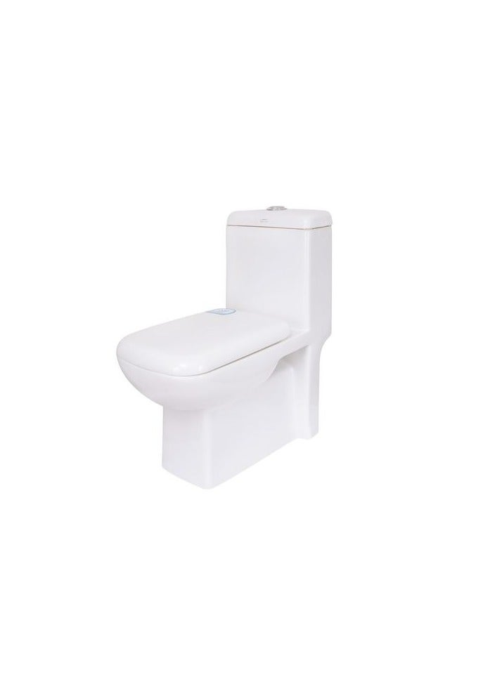 سوماني مرحاض بدون إطار من قطعة واحدة مع S Trap 220 وغطاء مقعد Ezee Close UF - أبيض | مرحاض حديث، موفر للمياه، سيراميك متين، ترقية الحمام سهلة التنظيف
