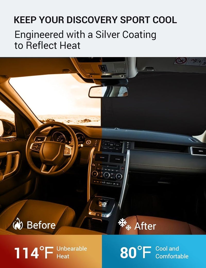 Proadsy 2025 Upgrade Windshield Sun Shade for 2014-2019 Discovery Sport - Foldable UV Protection - Image 3