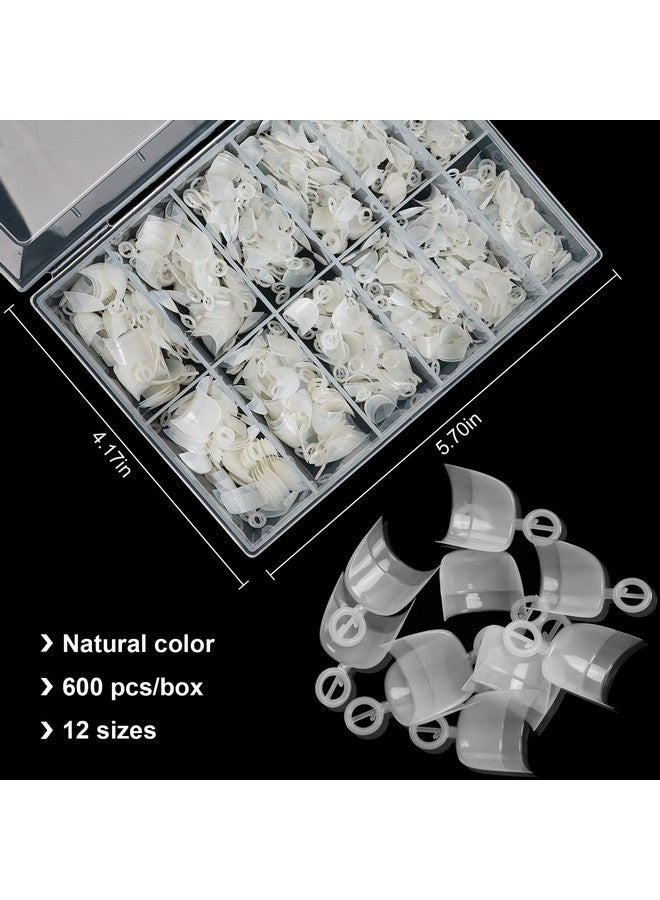 Ranrose Short Nail Tips- 600PCS Oval Half Cover False Tips 12 Sizes Round Acrylic Nails With Box - Image 3