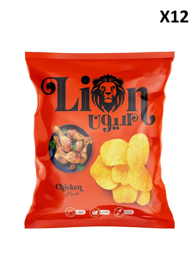 Lion Lion Chips Chicken Flavor 60g , 12 Pack 