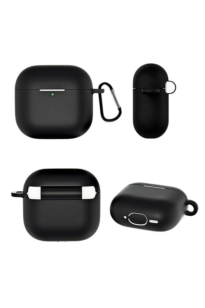 ZAFRA Airpods 4th Generation Case Soft Silicone Shockproof Drop Proof Protective Case Cover for Apple Airpods 4 2024 (Black)  - Image 1