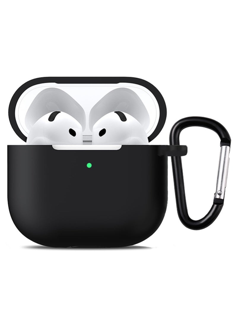 زَافِرَة جراب سماعه ايربودز 4 - كفر سماعات ايربودز 4 الواقي من الصدمات: غطاء سيليكوني مقاوم للسقوط والخدش مع قشرة متينة من TPU الناعم، مخصص لـ Apple AirPods الجيل الرابع 2024، باللون الأسود - Image 1