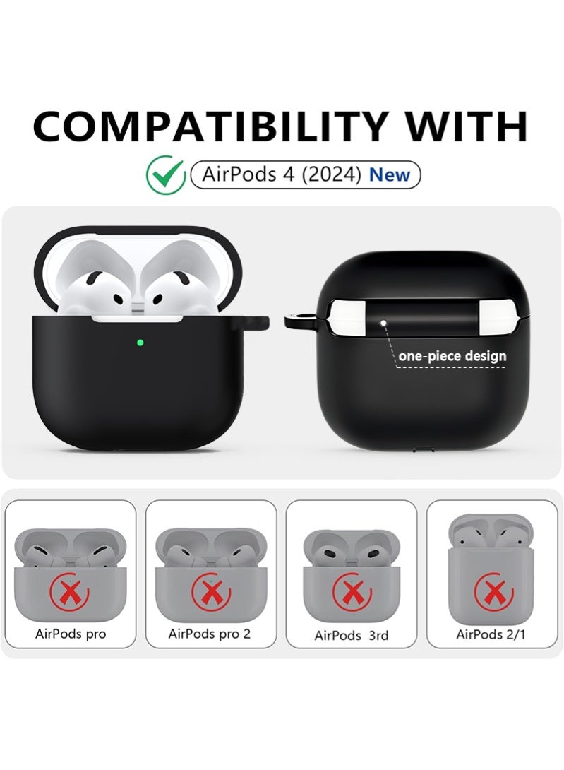 زَافِرَة جراب سماعه ايربودز 4 - كفر سماعات ايربودز 4 الواقي من الصدمات: غطاء سيليكوني مقاوم للسقوط والخدش مع قشرة متينة من TPU الناعم، مخصص لـ Apple AirPods الجيل الرابع 2024، باللون الأسود - Image 2