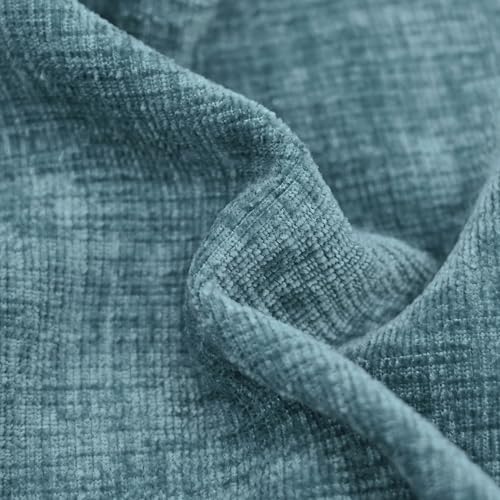 CaliTime Throw Pillow Covers Decorative 20 X 12 Inches Pack of 2 Cozy Solid Dyed Soft Chenille Cushion Cases with Pom Poms for Couch Sofa Bed Living Room Home Smoke Blue - Image 3