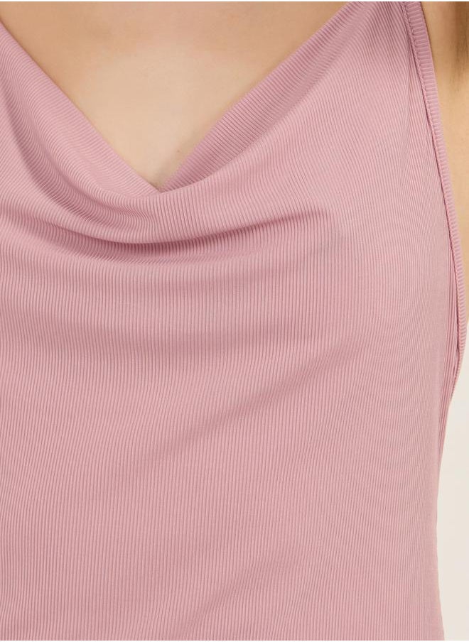 Styli Lace Butterfly Back Detail Ribbed Slip Dress  - Image 3