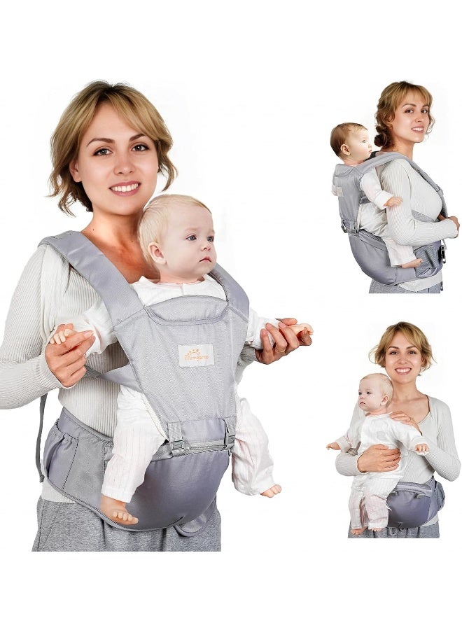 Mumgaroo Baby Carrier Newborn to Toddler, 6-in-1 Front and Back Baby Hip Carrier One Size Fits All Adjustable Toddler Carrier Hip Carrier for Baby with Hip Seat Adapt to Newborn, Infant & Toddler - Image 1