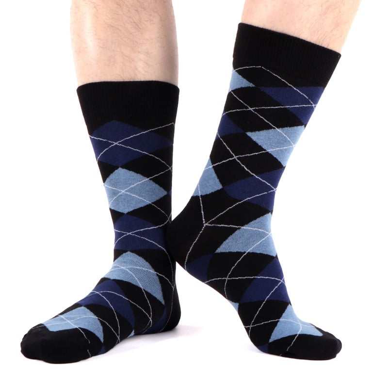 WeciBor Men's Seamless Combed Cotton Dress Suit Casual Navy Socks, 12 Pack Navi Blue Geometric, Size 10-13 - Image 2