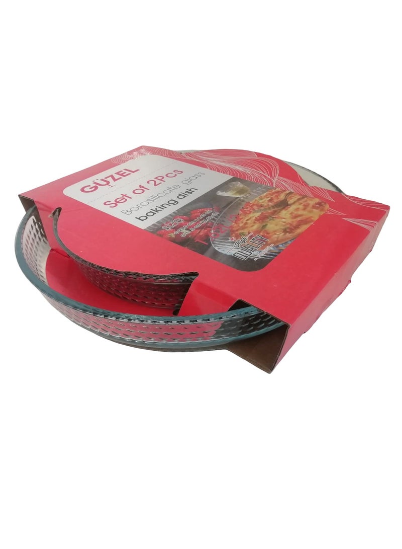 Guzel 2-Piece Round Glass Oven Baking Dish Set, Sizes Medium 1.62L, Large 2.67L - Image 2