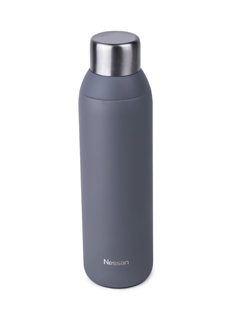 Nessan Double Wall Insulated Stainless Steel Vacuum Bottle, 600 ml - Your Reliable Travel Flask For Hot And Cold Beverages - Grey - Image 2