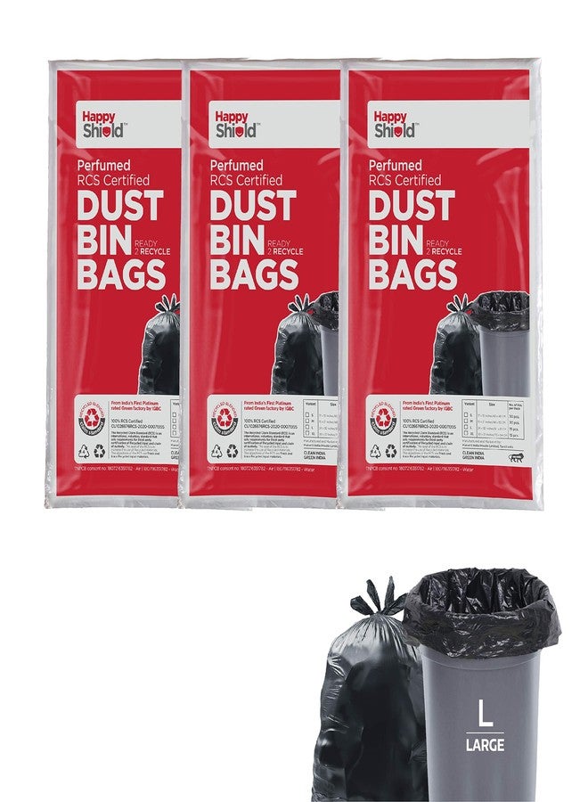 Happy Shield - Perfumed Garbage Bags (45 Pieces), Large (24x32 Inches) - 15 pieces/pack (Pack of 3), Black - Image 1