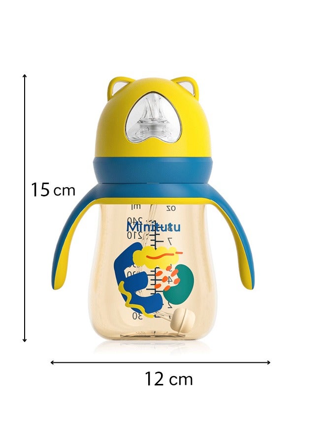 Minitutu Baby Feeding Bottle 240ml(8oz) With Handle, Closer to Nature Baby Bottle, 6M+ - Image 2